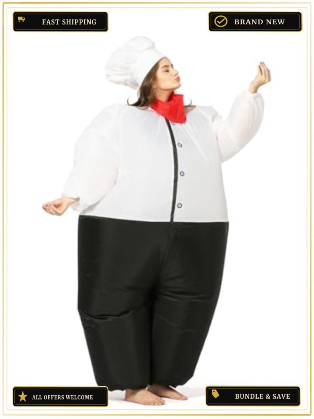 Inflatable Chef Cosplay Costume One Size Fits Most Adults Blow Up Suit
